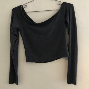 Aritzia Dark Gray Off Shoulder Cropped Shirt M